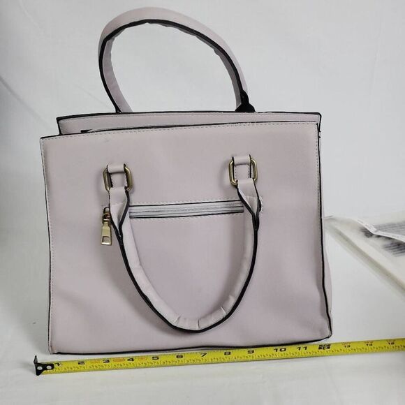 Mei&ge NvBao Light Pink Structured Tote Handbag with Buckle Accents – 11"x10" - Picture 2 of 5